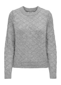 Only Damen Rundhalspullover "ONLALBA L/S GLITTER O-NECK CC KNT", grau, modisch, Gr. S, gemustert, Strick, Obermaterial: 60% Polyacryl, 40% Polyester,