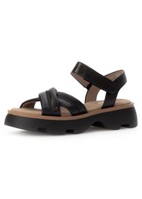 Gabor Damen Sandalette, Gr. 41, schwarz, Glattleder, modisch, Schuhe, Plateau, Sommerschuh, Riemensandale mit Kreuzbandage, G-Weite