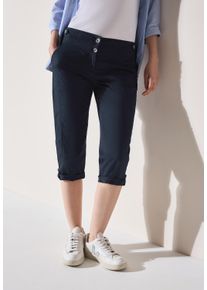 Cecil Damen Caprihose "Style New York", blau, casual, Gr. 34, unifarben, Web, Obermaterial: 98% Baumwolle, 2% Elasthan, Hosen, mit Knopfdetails am