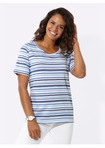 Casual Looks Damen Kurzarmshirt "Shirt", blau, Gr. 38, gemustert, gestreift, 100% Baumwolle, Shirts