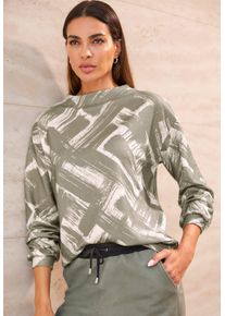 Heine Damen Langarmshirt "Druck-Shirt", grün, Gr. 38, bedruckt, gemustert, gestreift, 95% Polyester, 5% Elasthan, Shirts