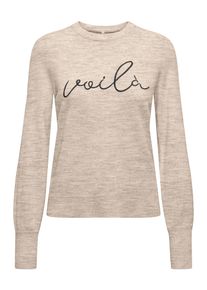 Only Damen Strickpullover "ONLIBI LS EMB O-NECK CC KNT"weißcap gray detail:mel, schwarz, modisch, Gr. S, bedruckt, Strick, Obermaterial: 50% Viskose,