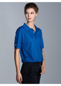 TRIGEMA Damen Poloshirt "TRIGEMA Klassisches Poloshirt COOLMAX", blau, sportlich, Gr. XL, 100% Polyester (recycelt), Shirts