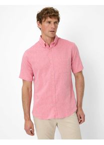 Brax Herren Kurzarmhemd "Style DAN", rot, Gr. L, 70% Baumwolle, 30% Leinen, Hemden
