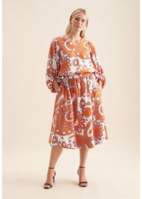 Seidensticker Damen Midirock "Schwarze Rose", orange, Gr. 36, Paisley, 65% Baumwolle 35% Leinen/Flachs, Röcke
