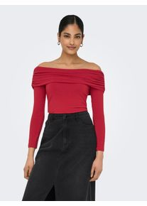 Only Damen Langarmshirt "ONLGLAMOUR L/S OFF SHOULDER TOP CC JRS", rot, modisch, Gr. L, unifarben, Jersey, Obermaterial: 60% Polyester, 35% Viskose,