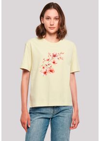F4NT4STIC Damen T-Shirt "Rosa Blumenzweig 3D", gelb, casual, Gr. XL, Obermaterial: 100% Baumwolle, Shirts, Premium Qualität