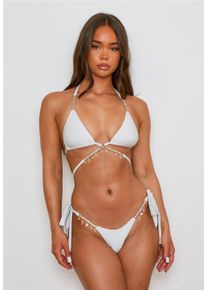 MODA MINX Damen Bikini-Hose "Lumiere Seychelles", weiß, Gr. XS, unifarben, 85% Polyester, 8% Elasthan, 7% Metall, Badehosen, mit Glitzersteinchen und