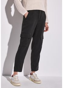 Street One Damen Cargohose, grau, casual, Gr. 46, unifarben, Stoff, 68% Lyocell, 32% Viskose, Hosen, aus Lyocell