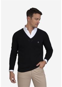Herren Strickpullover "Arma", schwarz, casual, Gr. L, SIR RAYMOND TAILOR, unifarben, 100% Baumwolle, Pullover, mit klassischem V-Ausschnitt