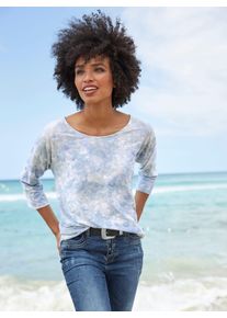 Heine Damen 3/4-Arm-Shirt "Shirt", bunt, Gr. 40, geblümt, gemustert, mehrfarbig, bedruckt, 49% Polyester, 46% Viskose, 5% Elasthan, Shirts