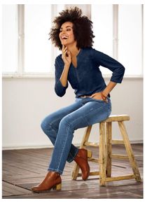 Inspirationen Damen Rundhalsshirt "Shirt", blau, Gr. 38, meliert, unifarben, 100% Baumwolle, Shirts