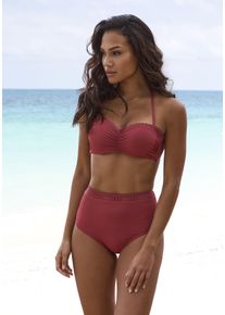 s.Oliver Damen Bügel-Bandeau-Bikini-Top "Aiko", rot, Gr. 34, unifarben, Microfaser, Polyamid, Microfaser, Bikini-Oberteile, mit Häkeloptik