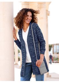 Casual Looks Damen Strickjacke, blau, Gr. 36, meliert, unifarben, 54% Baumwolle, 46% Polyacryl, Strickjacken