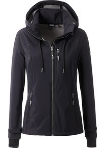 DEPROC Active Damen Softshelljacke "DECORAH PEAK V WOMEN", schwarz, casual, Gr. 46, 96% Polyester; 4% Elastan, Jacken, mit abnehmbarer Kapuze