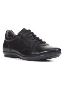 Geox Herren Schnürschuh, Gr. 39, schwarz, Leder, Textil, klassisch, Schuhe, Business Schuh, Sneaker in eleganter Form