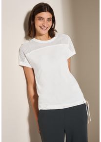Cecil Damen Kurzarmbluse, weiß, casual, Gr. S, unifarben, Web, Obermaterial: 55% Leinen, 45% Viskose, Blusen, im Leinenmix und mit Knoten-Detail