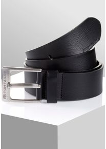 Tom Tailor Damen Ledergürtel "TTCALVINPLUS", schwarz, casual,modisch, Gr. 95, unifarben, Rindsleder, Gürtel, 4 cm breiter Herrengürtel, Casual und