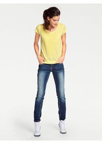 Heine Damen Rundhalsshirt "Rundhals-Shirt", gelb, Gr. 36, unifarben, 50% Polyester, 50% Viskose, Shirts