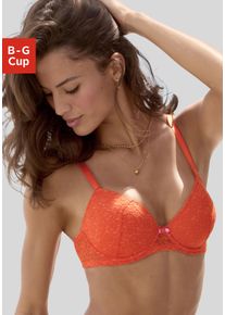 Vivance Damen Push-up-BH, Gr. 95, orange, Spitze, Obermaterial: 67% Polyamid, 22% Polyester, 11% Elasthan, feminin, BHs, mit Bügel aus zarter Spitze