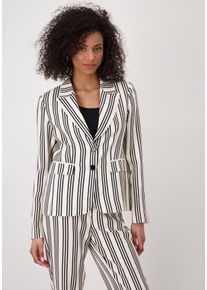 monari Damen Kurzblazer, beige, modisch, Gr. 44, gemustert, gestreift, mehrfarbig, Web, Obermaterial: 100% Viskose. Futter: 100% Polyester, Blazer,