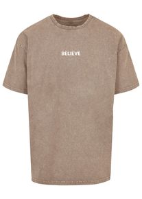 Merchcode Herren T-Shirt "Merchcode Herren Believe Front Acid Washed Heavy Oversized Tee", grün, casual, Gr. XL, bedruckt, 100% Baumwolle, Shirts