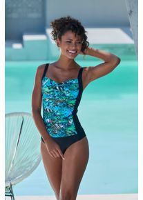 Vivance Damen Badeanzug, blau, Gr. 38, bedruckt, Xtra Life LYCRA, Badeanzüge, mit Shaping-Einsatz vorn
