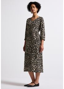 Street One Damen Midikleid, schwarz, casual, Gr. 42, gemustert, Stoff, 100% Viskose, Kleider, mit Print