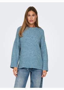 Only Damen Rundhalspullover "ONLMAGGIE LIFE LS LOOSE ONEK CC KNT", blau, modisch, Gr. S, meliert, Strick, Obermaterial: 70% Polyester, 21% Nylon, 8%