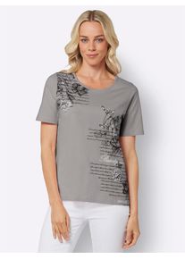 Classic Basics Damen Kurzarmshirt "Shirt", grau, Gr. 50, geblümt, gemustert, 100% Baumwolle, Shirts