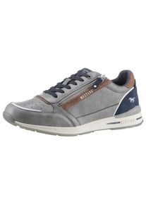 Mustang Shoes Herren Sneaker, Gr. 41, grau, Lederimitat, kontrastfarbene Details, sportlich, Schuhe, mit Außenreißverschluss, Freizeitschuh,