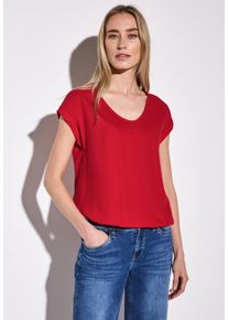 Street One Damen Hemdbluse, rot, casual, Gr. 36, unifarben, Stoff, 100% Viskose, Blusen, aus softer Viskose