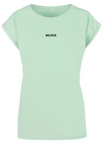 Merchcode Herren T-Shirt "Merchcode Damen Ladies Believe Front Extended Shoulder Tee", grün, casual, Gr. L, bedruckt, 100% Baumwolle, Shirts