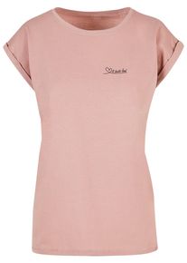 Merchcode Herren T-Shirt "Merchcode Damen Ladies It Beats Loud Extended Shoulder Tee", rosa, casual, Gr. S, bedruckt, 100% Baumwolle, Shirts