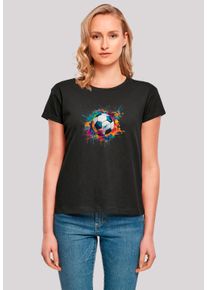 F4NT4STIC Damen T-Shirt "Bunte Fußball Grafik", schwarz, casual, Gr. L, Obermaterial: 100% Baumwolle, Shirts, Premium Qualität