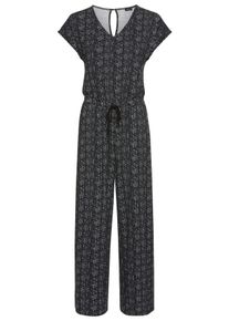 Laura Scott Damen Jumpsuit, schwarz, casual, Gr. 44, gemustert, Jersey, Obermaterial: 95% Viskose, 5% Elasthan, Overalls, mit filigranem Alloverprint