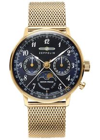 Zeppelin Damen Multifunktionsuhr "LZ 129 Hindenburg Mondphase", gold, Armbanduhren, Armbanduhr, Quarzuhr, Damenuhr, Datum, Made in Germany
