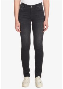 Damen Slim-fit-Jeans "PULPHIGH", schwarz, Gr. 24, Le Temps Des Cerises, unifarben, 95% Baumwolle, 4% Polyester, 1% Elasthan, Jeans, mit hohem Bund