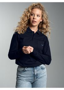 TRIGEMA Damen Poloshirt "TRIGEMA Poloshirt mit Brusttasche", blau, Basic, Gr. L, 100% Baumwolle, Shirts