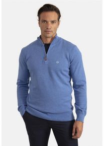 Herren Strickpullover "Kate", blau, casual, Gr. XXXL, SIR RAYMOND TAILOR, unifarben, 100% Baumwolle, Pullover, mit bequemem Troyer-Kragen