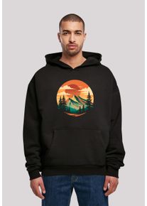 F4NT4STIC Herren Kapuzenpullover "Sonnenuntergang Berglandschaft", schwarz, casual, Gr. S, Obermaterial: 100% Baumwolle, Pullover, Premium Qualität
