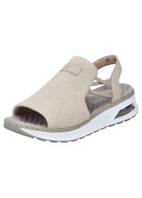 Rieker Damen Plateausandale "vegan", Gr. 43, beige, Textil, Lederimitat, casual, Schuhe, Sommerschuh, Sandalette, Keilabsatz, mit genoppter Innensohle