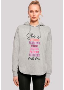 F4NT4STIC Damen Kapuzenpullover "Mothers Day Strong & Fearless Mom Inspirational Quote", grau, casual, Gr. S, Obermaterial: 100% Baumwolle, Pullover,