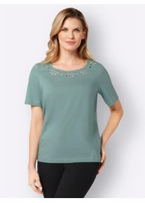 Classic Basics Damen Kurzarmshirt "Kurzarm-Shirt", grün, Gr. 42, unifarben, 100% Baumwolle, Shirts