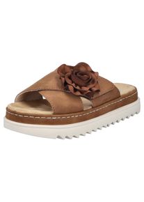 Rieker Damen Pantolette, Gr. 38, braun, Nubuklederimitat, Textil, unifarben, modisch, Schuhe, Sommerschuh, Strandschuh, Urlaubschuh mit praktischem