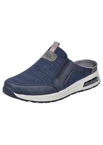 Rieker Herren Clog, Gr. 45, blau, Textil, Lederimitat, meliert, sportlich, Schuhe, Sommerschuh, Strandschuh, Hausschuh mit seitlichen Stretcheinsätzen