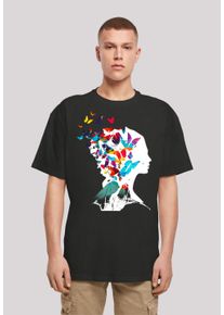 F4NT4STIC Herren T-Shirt "Schmetterling Silhouette OVERSIZE TEE", schwarz, casual, Gr. XS, Obermaterial: 100% Baumwolle, Shirts, Print