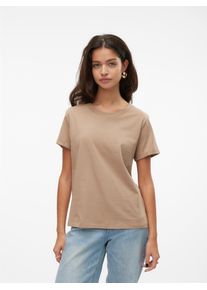 Véro Moda VERO MODA Damen Kurzarmshirt "VMPAULA S/S T-SHIRT NOOS", silber, modisch, Gr. XS, unifarben, Jersey, Obermaterial: 100% Baumwolle, Shirts