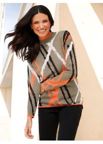 Classic Basics Damen Stehkragenpullover "Stehkragen-Pullover", grün, Gr. 40, gemustert, mehrfarbig, 100% Polyacryl, Pullover