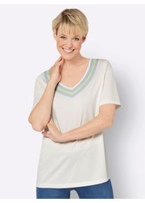 Classic Basics Damen V-Shirt "V-Shirt", blau, Gr. 44, gemustert, mehrfarbig, 100% Baumwolle, Shirts